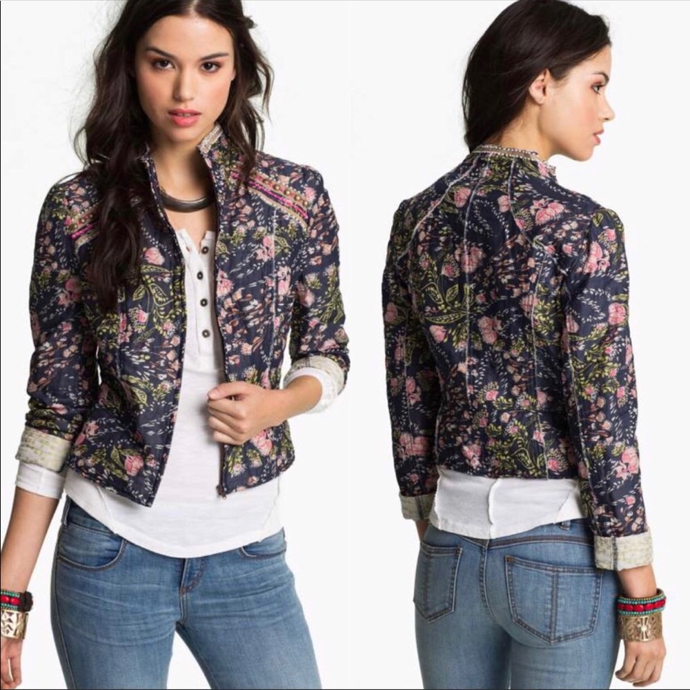 Free People Quilted Meadow Voile Jacket. Sz L